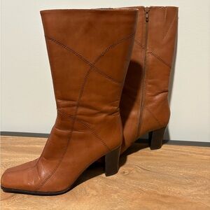 Vintage Brown Calf Heeled Booties